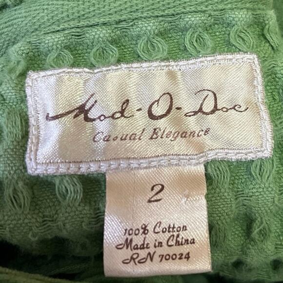 Mod-O-Doc Women's Green Ribbed Knit Button Down Cardigan Sweater Top Size 2 - Picture 4 of 4